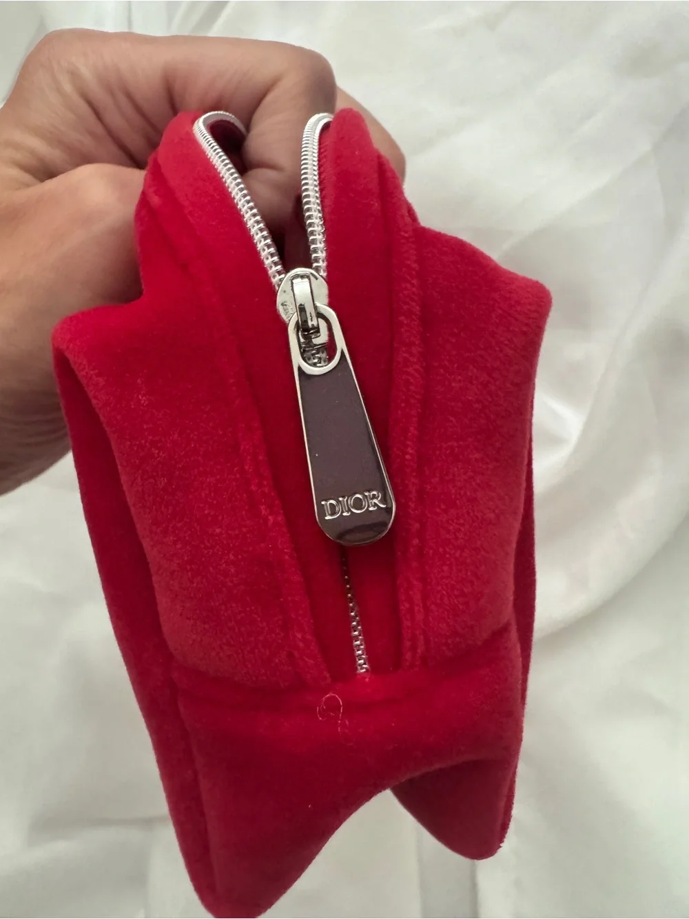 Dior Red Velvet Embossed Cosmetic Case